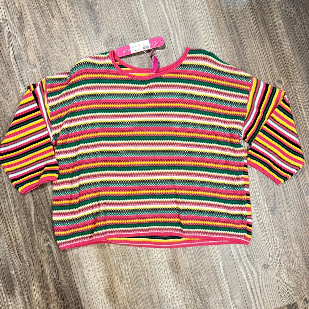 Zaket & Plover Dopamine DRessing Jaquard Stripe Sweater Multi Color Cotton M NWT